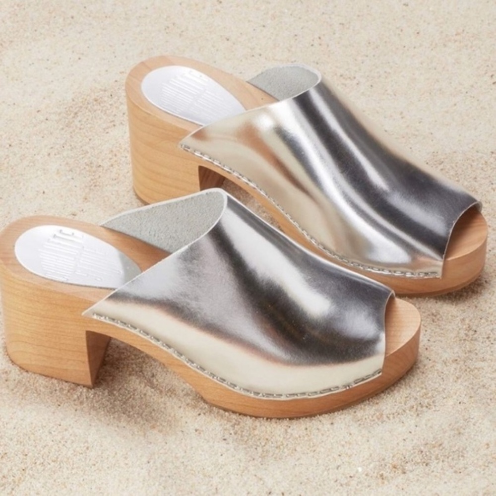 COPY - Charlotte Stone Metallic Mule Clog Platfor…